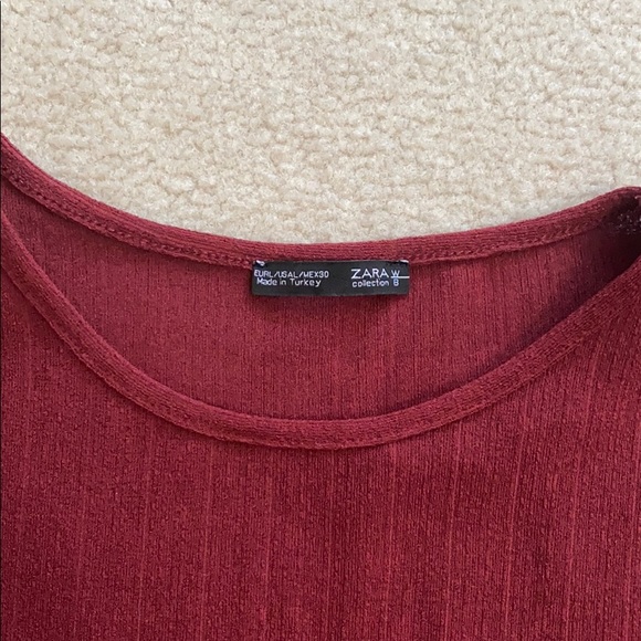 Zara maroon fringe frill top - Picture 2 of 4